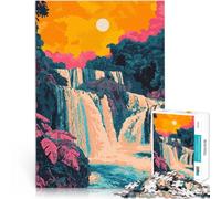 Puzzle de 2000 Piezas para Adultos Arte Minimalista al Atardecer en Cascada en Tailandia Juego de Preguntas Buen Regalo 70x100cm
