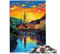 Puzzle de 2000 piezas para adultos, casco antiguo de Zúrich, rompecabezas imposible de 27,56 pulgadas x 39,37 pulgadas con piezas de formas aleatorias totalmente encajables
