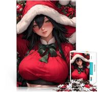 Puzzle de 2000 Piezas para Adultos Chica de Anime con Gorro de Papá Noel en Navidad Juego de Preguntas Mejorar el Amor Entre Parejas 70x100cm