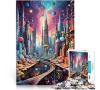 Puzzle de 2000 Piezas para Adultos Ciudad psicodélica de Colores Hecho de cartón para Mayores de 14 años Juego Educativo de Aprendizaje Mejorar el Amor Entre Parejas tamaño:70x100cm