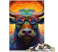 Puzzle de 2000 piezas para adultos, diseño de búfalo psicodélico, juego educativo, desafío, juguete, regalo divertido, 70 x 100 cm, para los 14 años