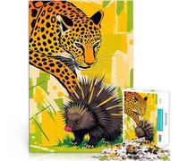 Puzzle de 2000 Piezas para Adultos Fauna Silvestre de Leopardo y puercoespín Difícil Difícil Adecuado para decoración de Escritorio. 70x100cm