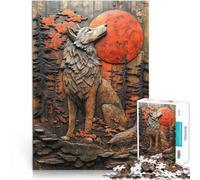 Puzzle de 2000 Piezas para Adultos Lobo bajo la Luna Llena Juguetes Juegos Educativos Antiestrés Regalos de Amigo Secreto 70x100cm