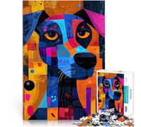 Puzzle de 2000 Piezas para Adultos Perro de geometría expresionista - Arte canino Abstracto Vibrante Rompecabezas Gran Regalo 70x100cm