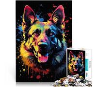 Puzzle de 2000 Piezas para Adultos Perro Pastor alemán Matar el Tiempo en Vacaciones en casa con póster a Juego y Hoja de Trivia 70x100cm