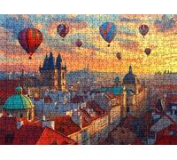 Puzzle de 2000 Piezas para Adultos, Puzzle de Madera, Rompecabezas de Gran Detalle y Colores Vibrantes - Un Desafío Divertido para Toda la Familia, Decor, 99.5 x 70.5 cm Ciudad globo aerostático w0-59