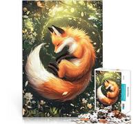 Puzzle de 2000 Piezas para Adultos Zorro durmiendo Entre Flores Desafío difícil para aliviar el estrés decoración de Pared 70x100cm