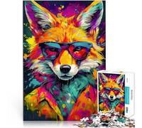 Puzzle de 2000 Piezas para Adultos Zorro Genial con Gafas de Sol Juguetes de Juego para Regalo Familiar Regalos de Amigo Secreto 70x100cm