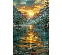 Puzzle de 30 Piezas para Adultos - Amanecer Montañas Lagos - Rompecabezas Premium con Reverso de Letras para Clasificación, Regalo de Gama Alta para Aficionados, 25x20 cm