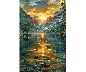 Puzzle de 30 Piezas para Adultos - Amanecer Montañas Lagos - Rompecabezas Premium con Reverso de Letras para Clasificación, Regalo de Gama Alta para Aficionados, 25x20 cm