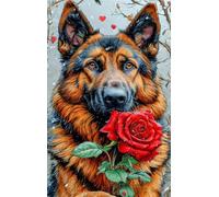 Puzzle de 30 Piezas para Adultos - Animales Perro Rosa - Rompecabezas Premium con Reverso de Letras para Clasificación, Regalo de Gama Alta para Aficionados, 25x20 cm