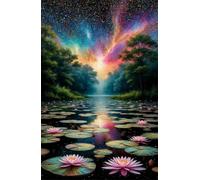 Puzzle de 30 Piezas para Adultos - Flor Loto Cielo Estrellado - Rompecabezas Premium con Reverso de Letras para Clasificación, Regalo de Gama Alta para Aficionados, 25x20 cm