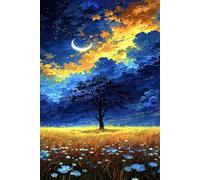 Puzzle de 30 Piezas para Adultos - Flores Árbol Luna - Rompecabezas Premium con Reverso de Letras para Clasificación, Regalo de Gama Alta para Aficionados, 25x20 cm
