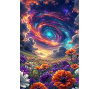 Puzzle de 30 Piezas para Adultos - Flores Espacio Fantástico - Rompecabezas Premium con Reverso de Letras para Clasificación, Regalo de Gama Alta para Aficionados, 25x20 cm