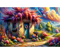 Puzzle de 30 Piezas para Adultos - Flores Paisaje Cabaña - Rompecabezas Premium con Reverso de Letras para Clasificación, Regalo de Gama Alta para Aficionados, 25x20 cm