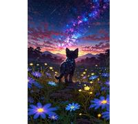 Puzzle de 30 Piezas para Adultos - Gato Flor Azul - Rompecabezas Premium con Reverso de Letras para Clasificación, Regalo de Gama Alta para Aficionados, 25x20 cm