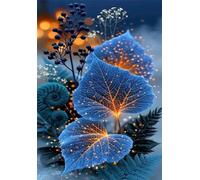 Puzzle de 30 Piezas para Adultos - Hojas Azules - Rompecabezas Premium con Reverso de Letras para Clasificación, Regalo de Gama Alta para Aficionados, 25x20 cm