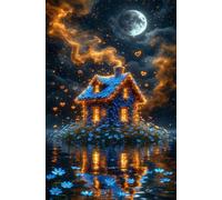 Puzzle de 30 Piezas para Adultos - Luna Cabaña Lago - Rompecabezas Premium con Reverso de Letras para Clasificación, Regalo de Gama Alta para Aficionados, 25x20 cm