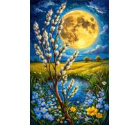 Puzzle de 30 Piezas para Adultos - Luna Flores Lago - Rompecabezas Premium con Reverso de Letras para Clasificación, Regalo de Gama Alta para Aficionados, 25x20 cm