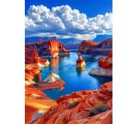 Puzzle de 30 Piezas para Adultos - Paisaje Lago Red Rock Canyon - Rompecabezas Premium con Reverso de Letras para Clasificación, Regalo de Gama Alta para Aficionados, 25x20 cm