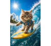 Puzzle de 30 Piezas para Adultos - Tabla Surf Forma Gato Adorable - Rompecabezas Premium con Reverso de Letras para Clasificación, Regalo de Gama Alta para Aficionados, 25x20 cm