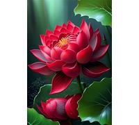 Puzzle de 300 Piezas Flor Loto Roja 40x28 cm, Juguete desafío y Juego Educativo, Ejercita Paciencia, Rompecabezas Clásico para Adultos 300 Piezas