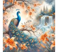 Puzzle de 300 Piezas,Flores de Naranja Pavo Real Puzzle para Adultos,Un Desafiante Acertijo,Juegos de Rompecabezas para Toda la Familia,Rompecabezas Adultos DIY Arte