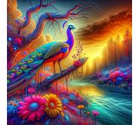 Puzzle de 300 Piezas,Flores de río Pavo Real Puzzle para Adultos,Un Desafiante Acertijo,Juegos de Rompecabezas para Toda la Familia,Rompecabezas Adultos DIY Arte