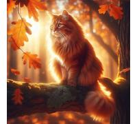 Puzzle de 300 Piezas,Gato del Sol de otoño Puzzle para Adultos,Un Desafiante Acertijo,Juegos de Rompecabezas para Toda la Familia,Rompecabezas Adultos DIY Arte