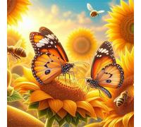 Puzzle de 300 Piezas,Girasoles Mariposas Abejas Puzzle para Adultos,Un Desafiante Acertijo,Juegos de Rompecabezas para Toda la Familia,Rompecabezas Adultos DIY Arte