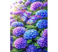 Puzzle de 300 Piezas Hortensia Mariposa 40x28 cm, Reto Creativo, Juguete desafío y Juego Educativo, Divertido Juego Familiar Rompecabezas para Adultos 300 Piezas