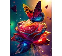 Puzzle de 300 Piezas Mariposa Flor Rosa 40x28 cm, Juguete desafío y Juego Educativo, Ejercita Paciencia, Rompecabezas Clásico para Adultos 300 Piezas