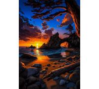 Puzzle de 300 Piezas Paisaje Atardecer 40x28 cm, Juguete desafío y Juego Educativo, Ejercita Paciencia, Rompecabezas Clásico para Adultos 300 Piezas