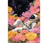 Puzzle de 300 Piezas para Adultos, 40x28cm Astronauta de Flores Rompecabezas Difícil 300 Piezas Adultos, DIY Entretenimiento Creativo, Puzzle Decorativo y Relajante Regalo