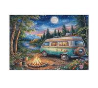 Puzzle De 300 Piezas para Adultos Autocaravana Fogata Camping 40x28cm Puzzle De Arteterapia Ideal para Salud Mental Alivio del Estrés Regulación Emocional Regalo Divertida