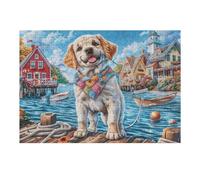 Puzzle De 300 Piezas para Adultos Bichón Frisé en la Playa 300 PCS 40x28cm Puzzle De Arteterapia Ideal para Salud Mental Alivio del Estrés Regulación Emocional Regalo Divertida