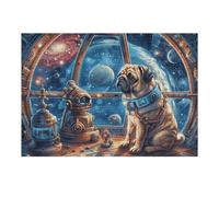 Puzzle De 300 Piezas para Adultos Borde Floral Bulldog 300 PCS 40x28cm Apto para Niños Ideal para Interacción Padres-Hijos Mejora La Concentración De Los Niños Regalo