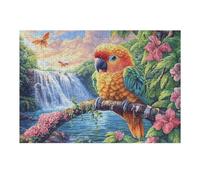 Puzzle De 300 Piezas para Adultos Borde Floral Loro ara 300 PCS 40x28cm Nivel Intermedio para Mejora De Habilidades Ideal para Entrenamiento De Pensamiento Lógico