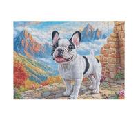 Puzzle De 300 Piezas para Adultos Bulldog francés Muro de Piedra 300 PCS 40x28cm Regalo De Jubilación para Mayores Ideal para Salud Cerebral Entrenamiento De Memoria Regalo