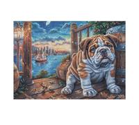 Puzzle De 300 Piezas para Adultos Bulldog Playa Océano 40x28cm Puzzle Profesional para Aficionados Ajuste Rebabas Juegos Educativos