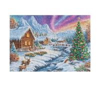 Puzzle De 300 Piezas para Adultos Cabaña Navideña Nevada 40x28cm Alto Nivel De Dificultad para Jugadores Avanzados Ideal para Entrenamiento De Habilidades Desafíate