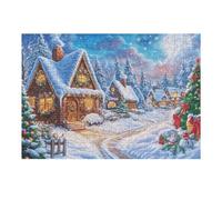 Puzzle De 300 Piezas para Adultos Cabaña Navideña Nevada Invierno 40x28cm Apto para Toda La Familia Ideal para Reuniones Fiestas Encuentros De Amigos Actividad De Grupo