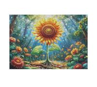 Puzzle De 300 Piezas para Adultos Campo de Girasoles Puesta de Sol 40x28cm Patrón Artístico Ideal para Amantes del Arte Decoración De Pared Obra De Arte Coleccionable