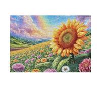 Puzzle De 300 Piezas para Adultos Caniche en el Campo de Flores 300 PCS 40x28cm Ideal para Actividades En Interiores Días De Lluvia Fines De Semana Tiempo En