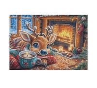 Puzzle De 300 Piezas para Adultos Ciervo Primavera Campo de Flores 40x28cm Nivel Intermedio para Mejora De Habilidades Ideal para Entrenamiento De Pensamiento Lógico