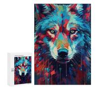 Puzzle de 300 piezas para adultos con retrato de lobo colorido, 14 puzles para adultos, juguete de bricolaje, velocidad de mano, oferta como regalo para toda la familia, 300 unidades