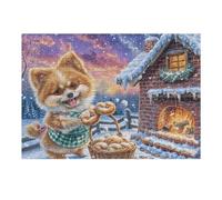 Puzzle De 300 Piezas para Adultos Corgi Cabaña de Invierno Nevada 40x28cm Alto Nivel De Dificultad para Jugadores Avanzados Ideal para Entrenamiento De Habilidades Desafíate