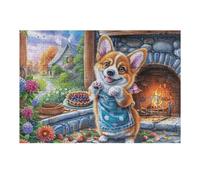 Puzzle De 300 Piezas para Adultos Corgi Chimenea 300 PCS 40x28cm Puzzle Hobby Relajante Ideal para Tiempo Libre Diario Reduce El Estrés Mejora El Estado De Ánimo