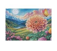Puzzle De 300 Piezas para Adultos Dalia Flor Puesta de Sol Sky 40x28cm Nivel Intermedio para Mejora De Habilidades Ideal para Entrenamiento De Pensamiento Lógico