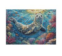 Puzzle De 300 Piezas para Adultos Foca Océano Galaxia 40x28cm Alivio del Estrés Reducción De Ansiedad Empleados De Oficina Relajación Diaria Regalo